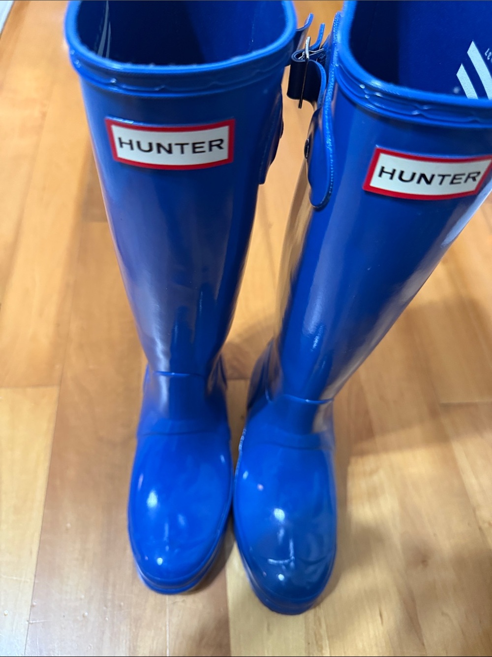 Hunter Gloss Tall Women's Rain Boots in Bright Blue
